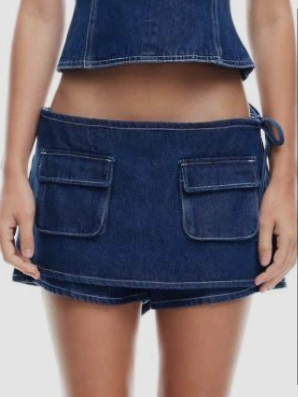 Lioness Dark Blue Denim Cargo Skort